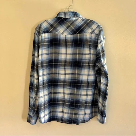 JACHS Girlfriend Blue Plaid Bea Western Button Down Flannel Top - Picture 2 of 10